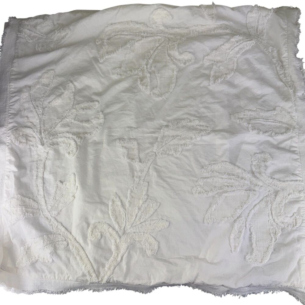 Pottery Barn Pillow Sham Square White Cotton‎ Textured 28" x 28" Euro